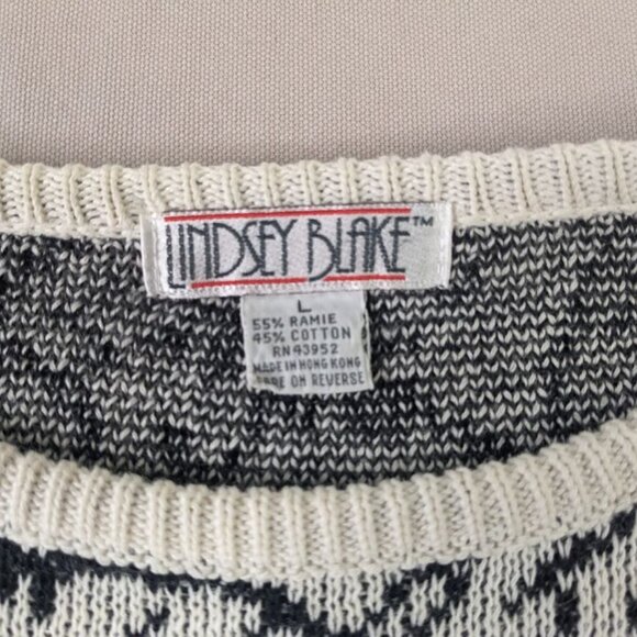 Lindsey Blake Sweater Wonens  Ramie Blend Patterned Pullover - Picture 5 of 5